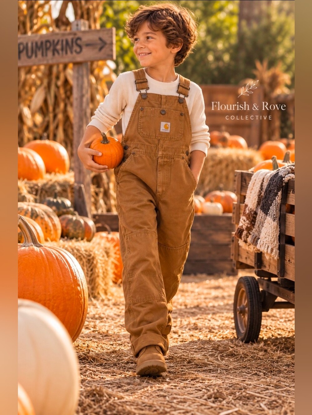Carhartt Kids Brown Duck Canvas Bib Overalls Size 7 Double Knee Workwear